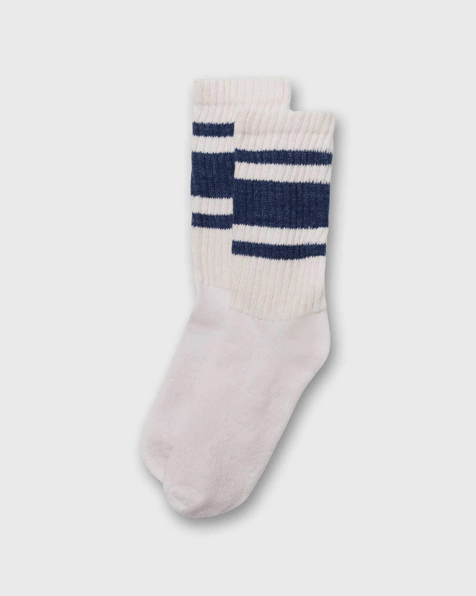 Retro Mono Stripe Socks in Denim Heather sold by Mashburn