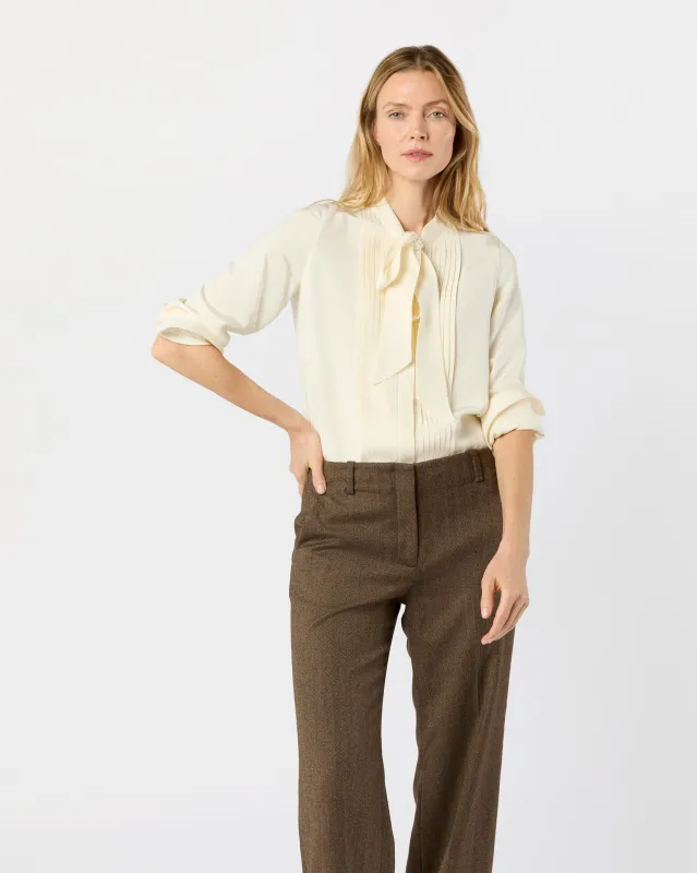 Marigold Blouse in Ivory Silk Crepe de Chine sold by Mashburn