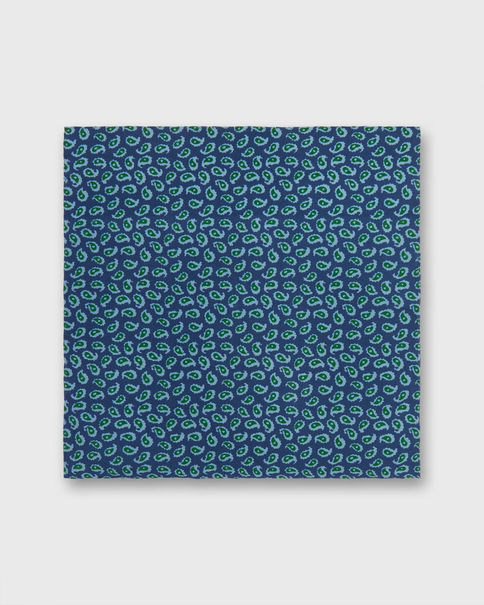 Wool Print Pocket Square in Midnight/Moss Large Flower sold by Mashburn product image thumbnail 2