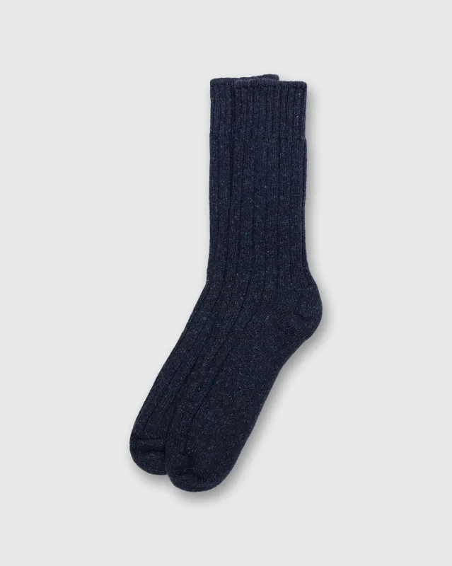 Wool & Silk Boot Socks in Navy made by American Trench