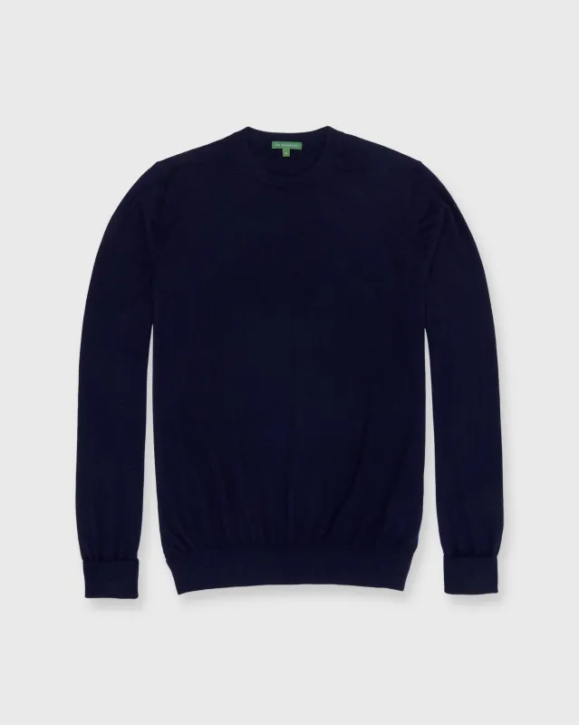 Fine-Gauge Crewneck Sweater in Navy Cashmere sold by Mashburn