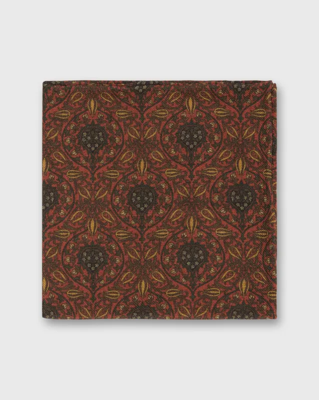 Wool/Silk Pocket Square in Orange/Yellow/Brown Tapestry sold by Mashburn