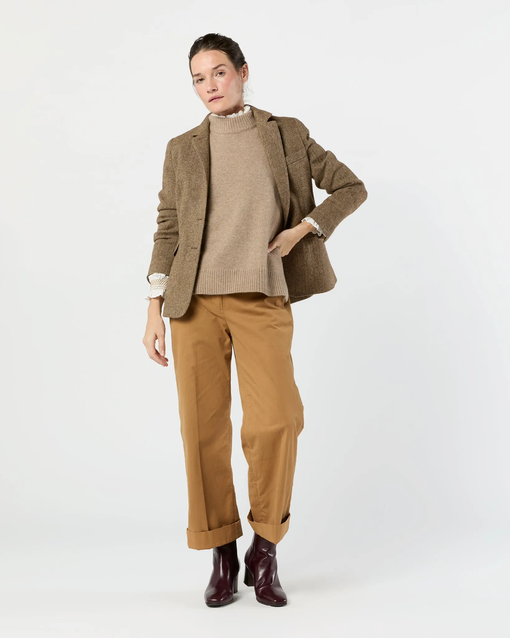 Moira Blazer in Tobacco/Coffee Small Herringbone Tweed sold by Mashburn product image thumbnail 3