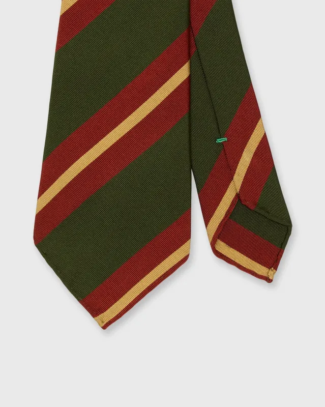 Silk/Cotton Mogador Tie in Green/Red/Butter Stripe made by Sid Mashburn
