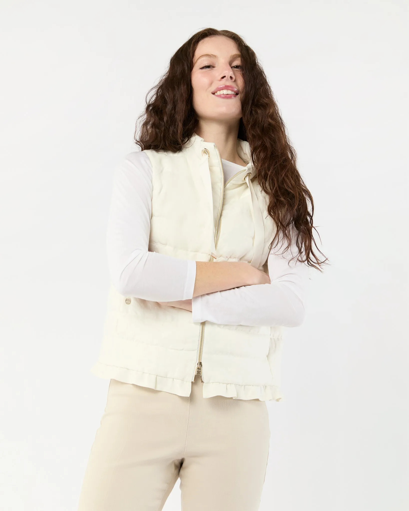 Linen Quilted Vest in White sold by Mashburn product image thumbnail 4