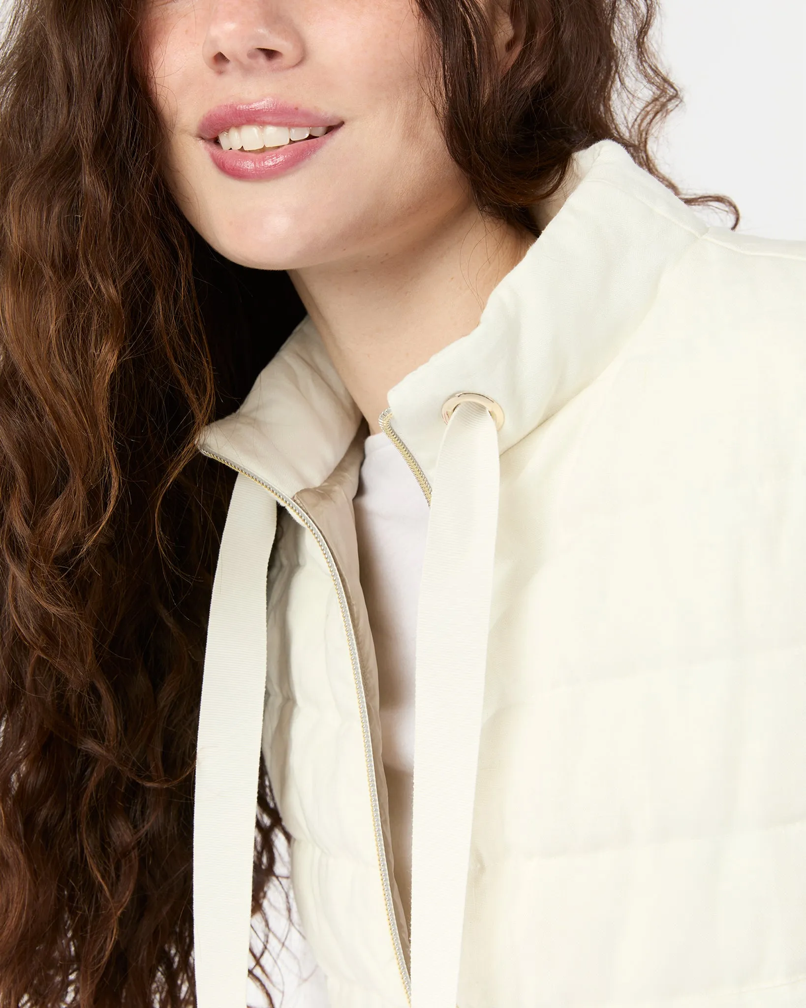 Linen Quilted Vest in White sold by Mashburn product image thumbnail 2