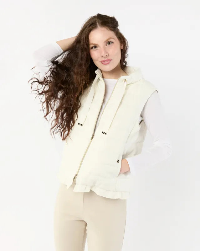 Linen Quilted Vest in White sold by Mashburn
