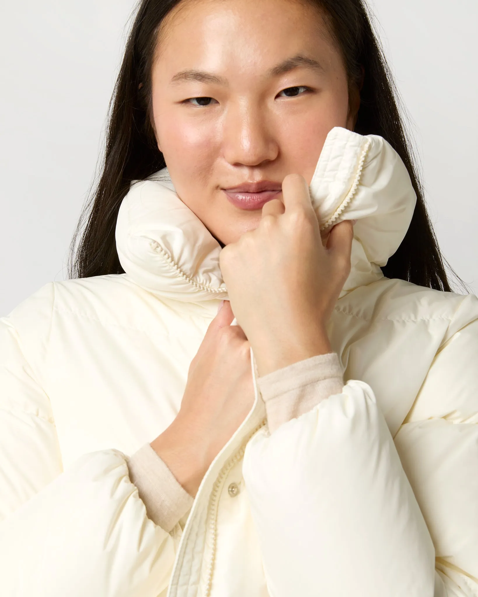 Heavy Nylon Quilted Short Jacket in White sold by Mashburn product image thumbnail 2