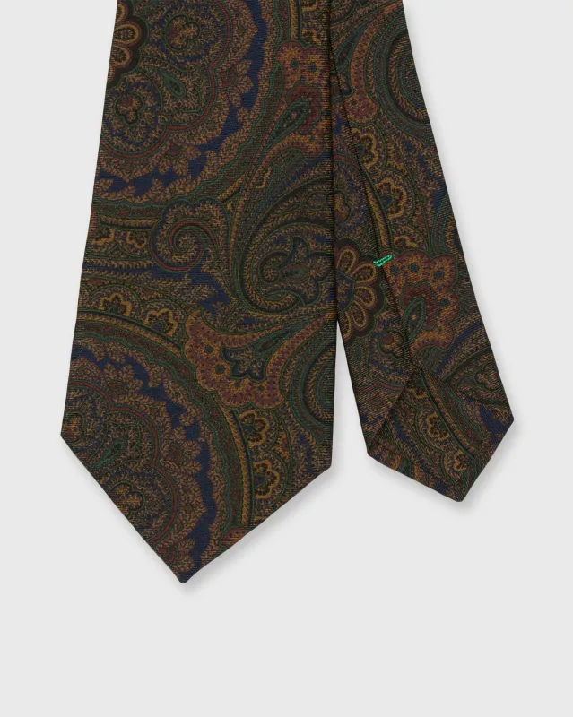 Silk Print Tie in Blue/Orange/Green Large Paisley sold by Mashburn