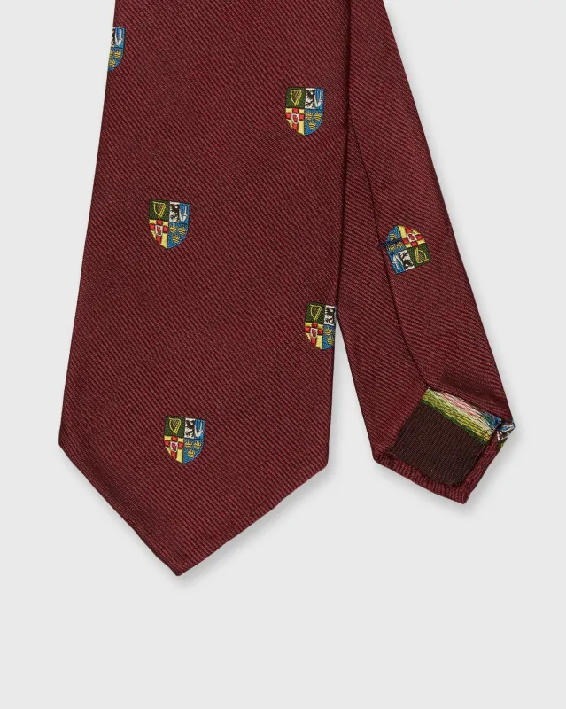 Silk Club Tie in Burgundy/Gold Crest sold by Mashburn
