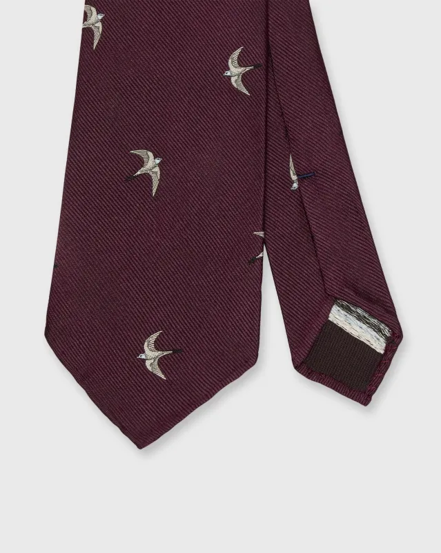 Silk Club Tie in Plum/White/Sky Swallow made by Sid Mashburn