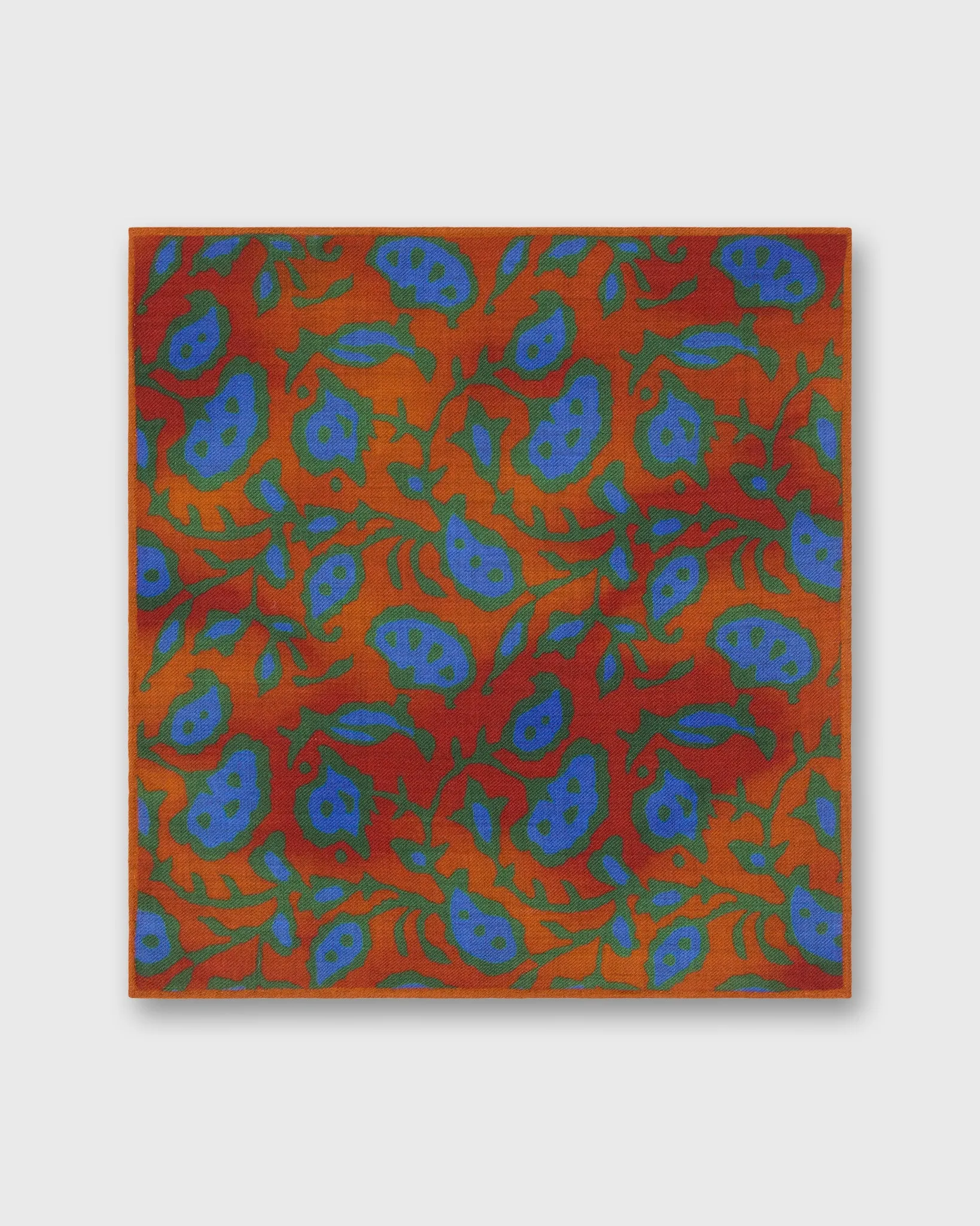 Wool/Silk Pocket Square in Orange/Green/Sky Floral sold by Mashburn product image thumbnail 2