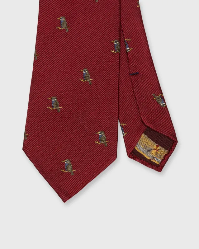 Silk Club Tie in Red/Taupe/Purple Kingfisher sold by Mashburn
