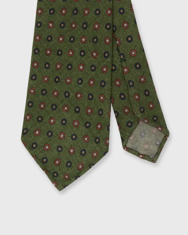 Flannel Print Tie in Green/Havana/Navy Foulard sold by Mashburn