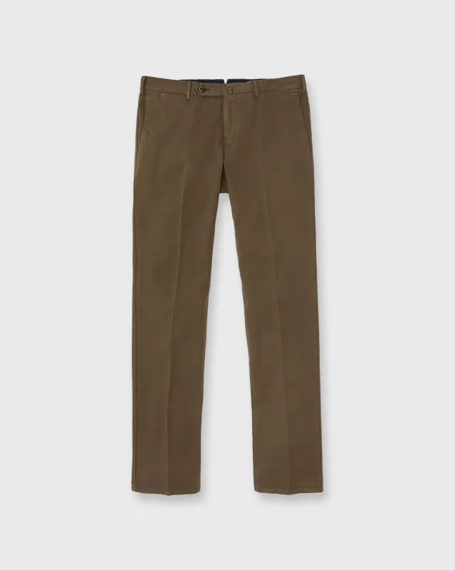 Slim Flat Front Trouser in Beaver Stretch Tricotine sold by Mashburn