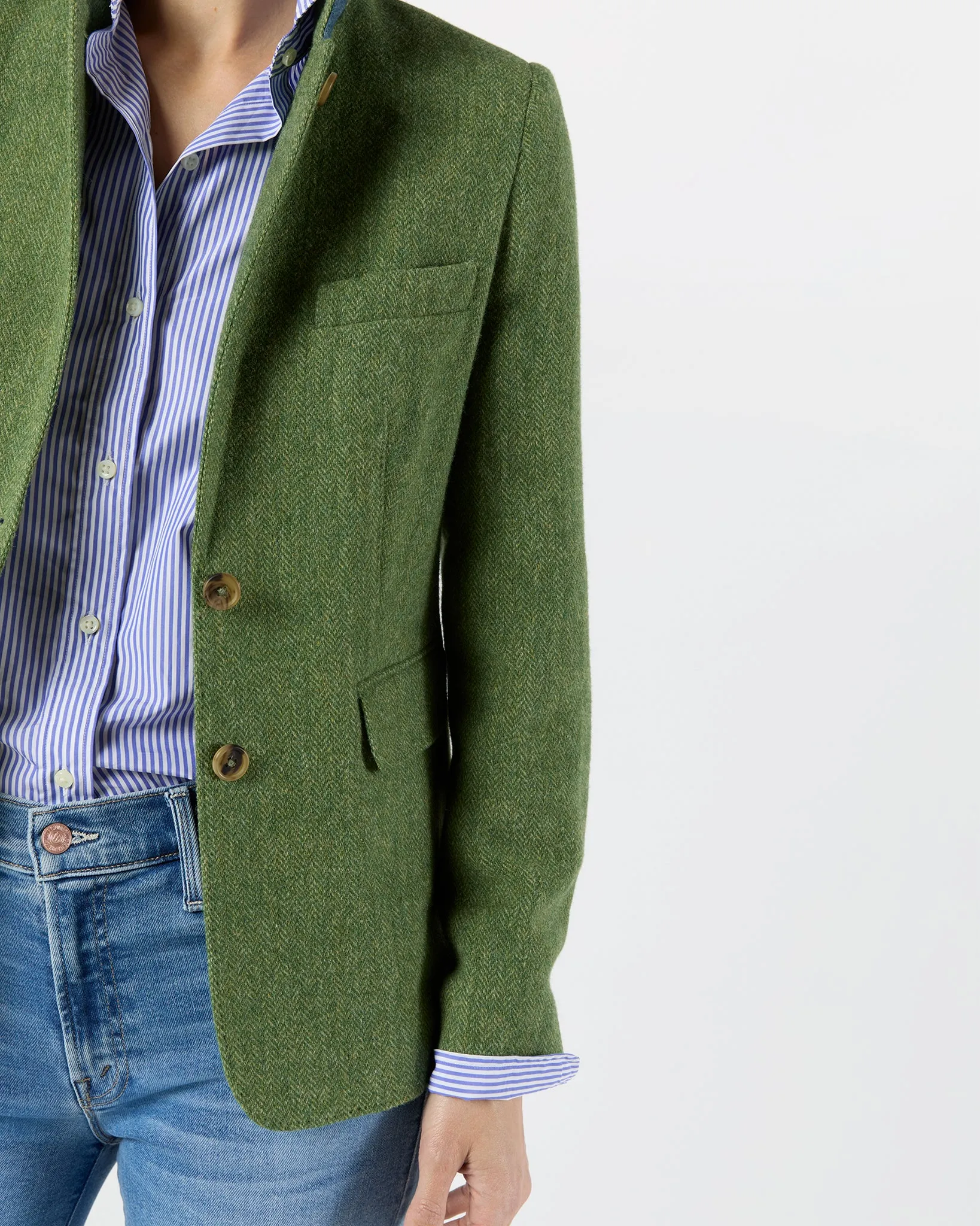 Moira Blazer in Green/Multi Herringbone Tweed sold by Mashburn product image thumbnail 4