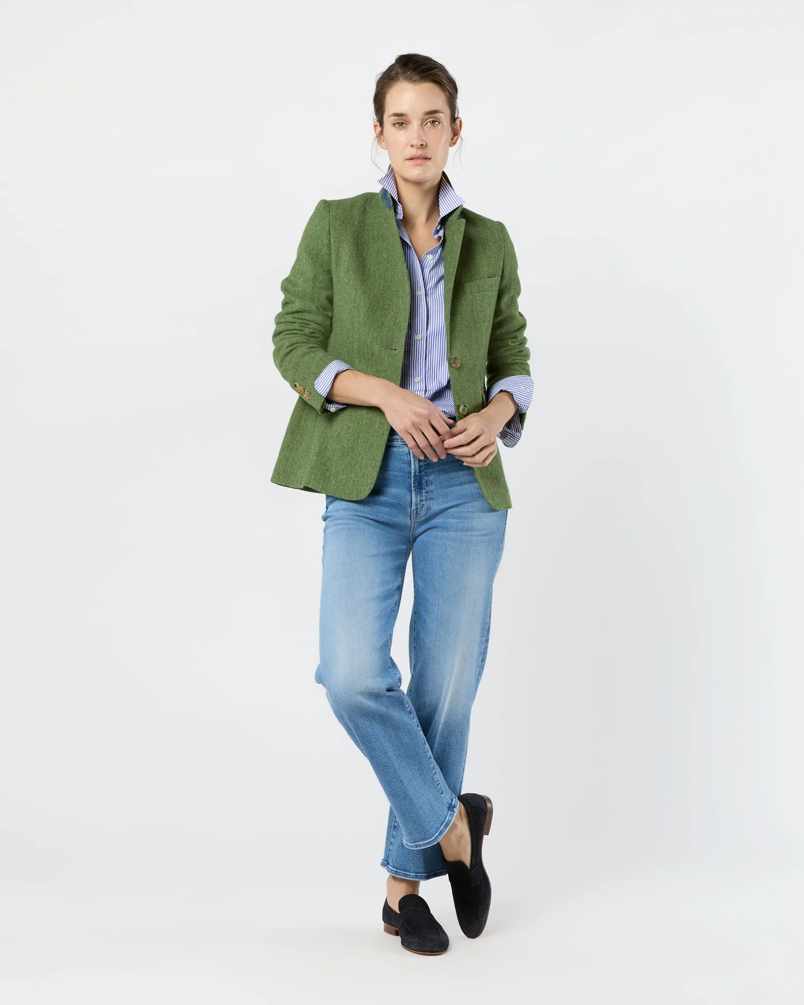 Moira Blazer in Green/Multi Herringbone Tweed sold by Mashburn product image thumbnail 3