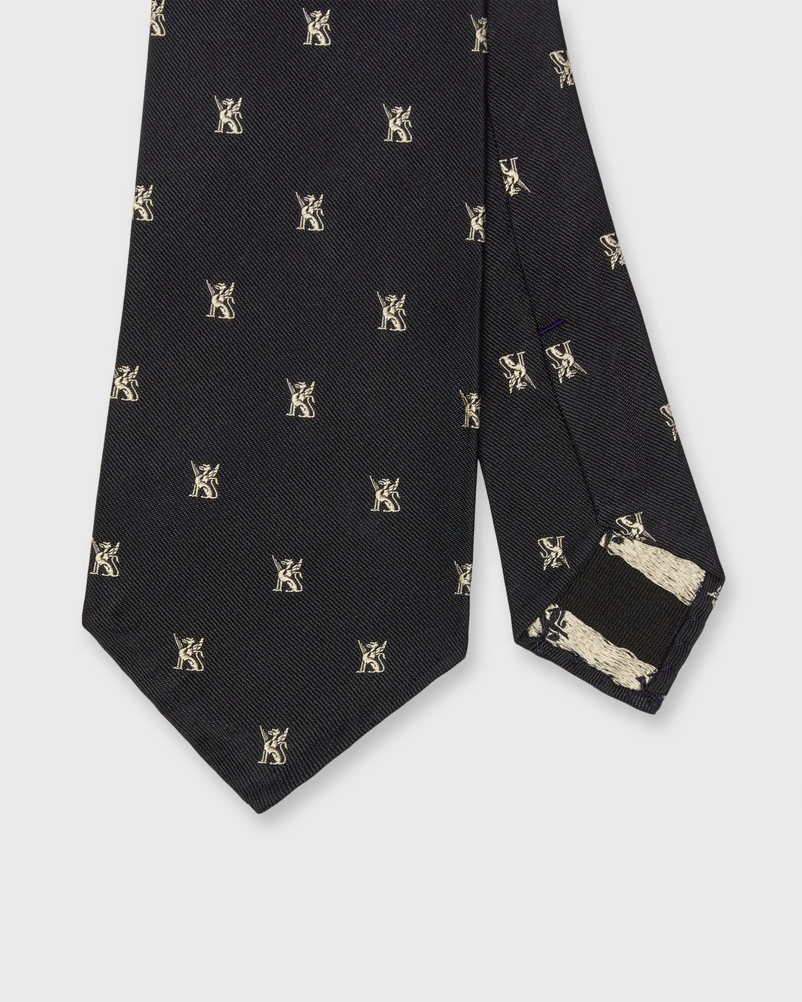 Silk Club Tie in Navy/Bone Gargoyle sold by Mashburn