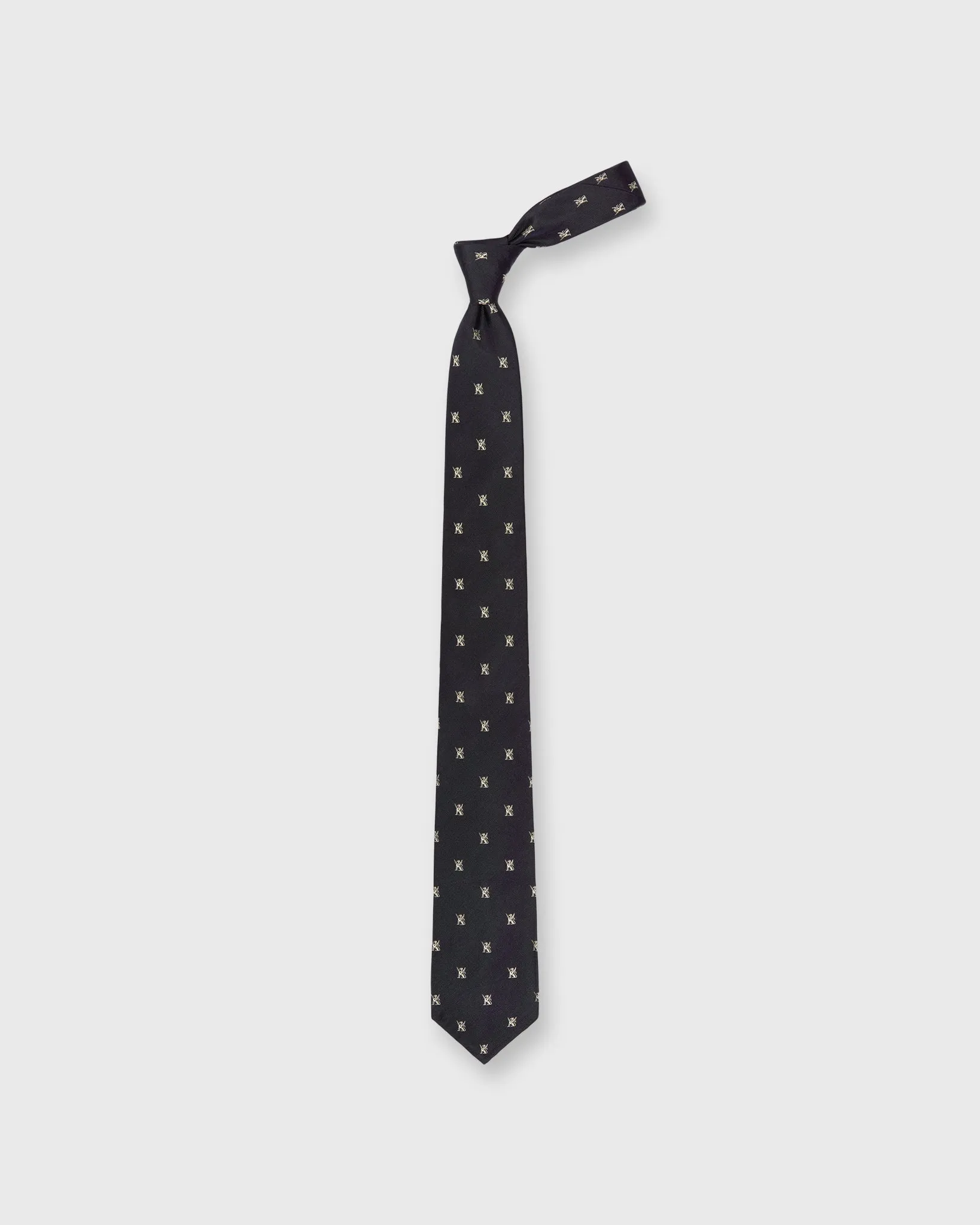 Silk Club Tie in Navy/Bone Gargoyle sold by Mashburn product image thumbnail 3