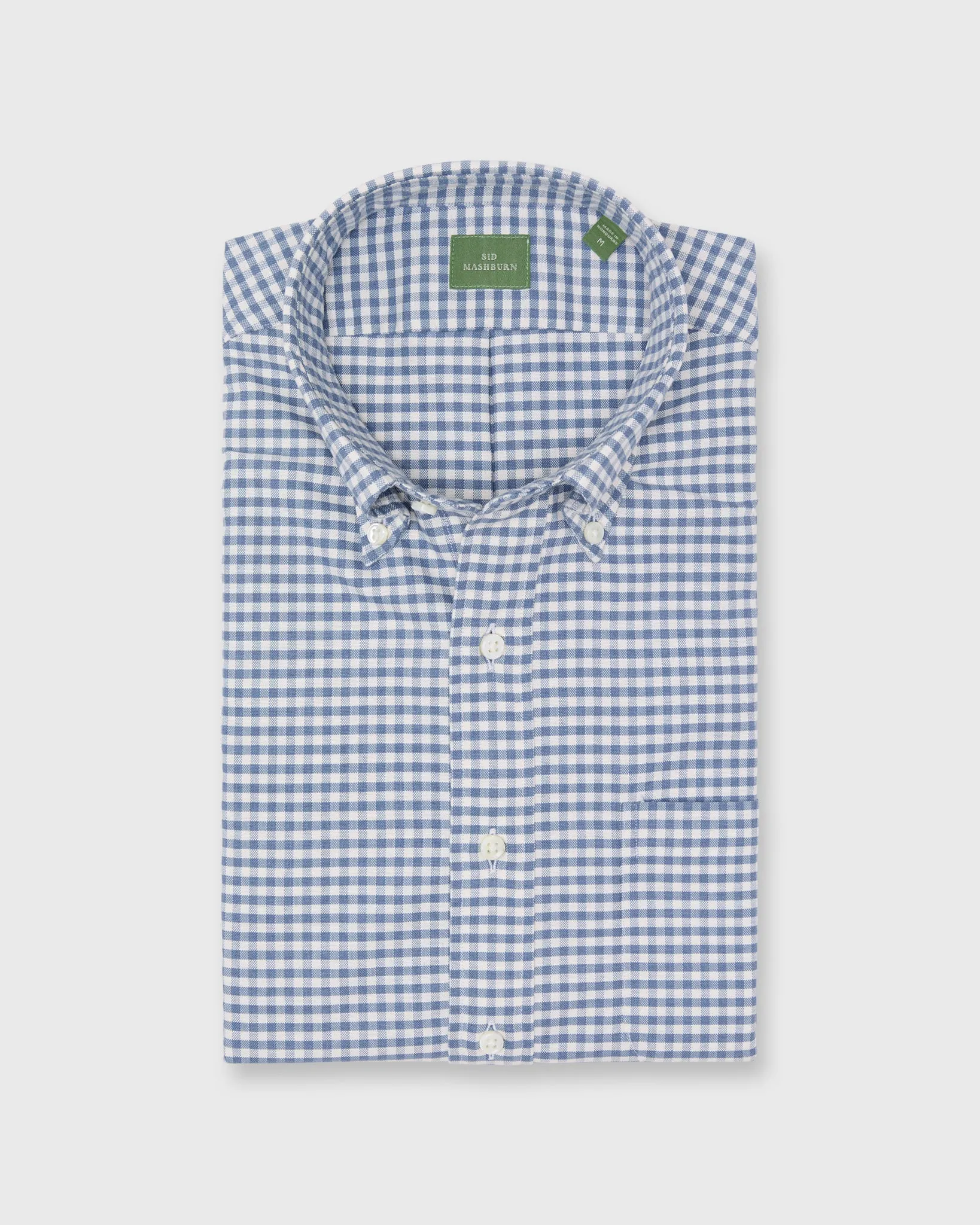 Button-Down Sport Shirt in Blue/Bone Gingham Oxford sold by Mashburn