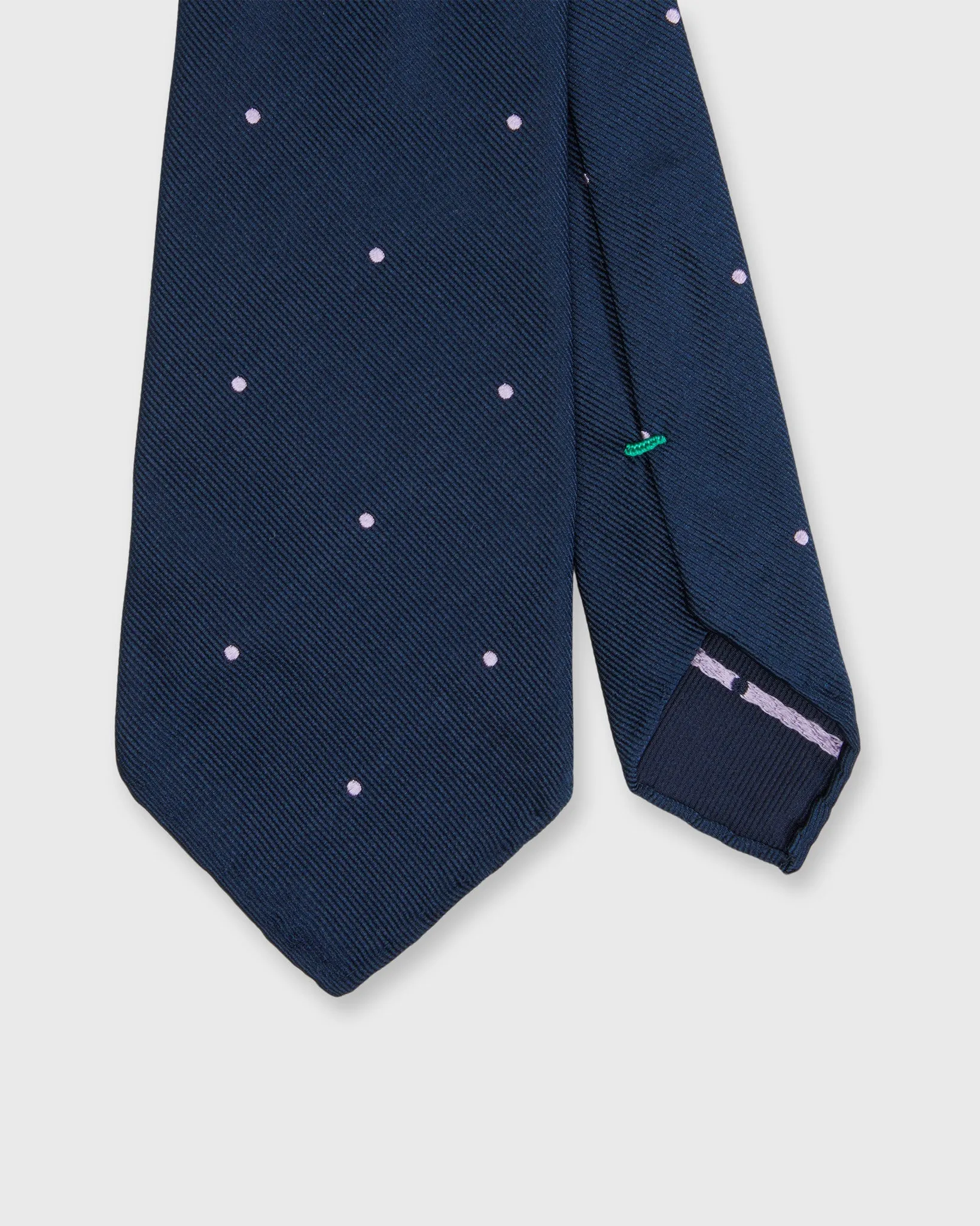 Silk Woven Tie in Navy/Lilac Dot sold by Mashburn
