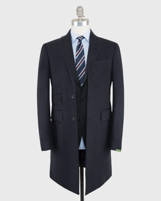 Kincaid No. 3 Topcoat in Navy Wool Flannel sold by Mashburn