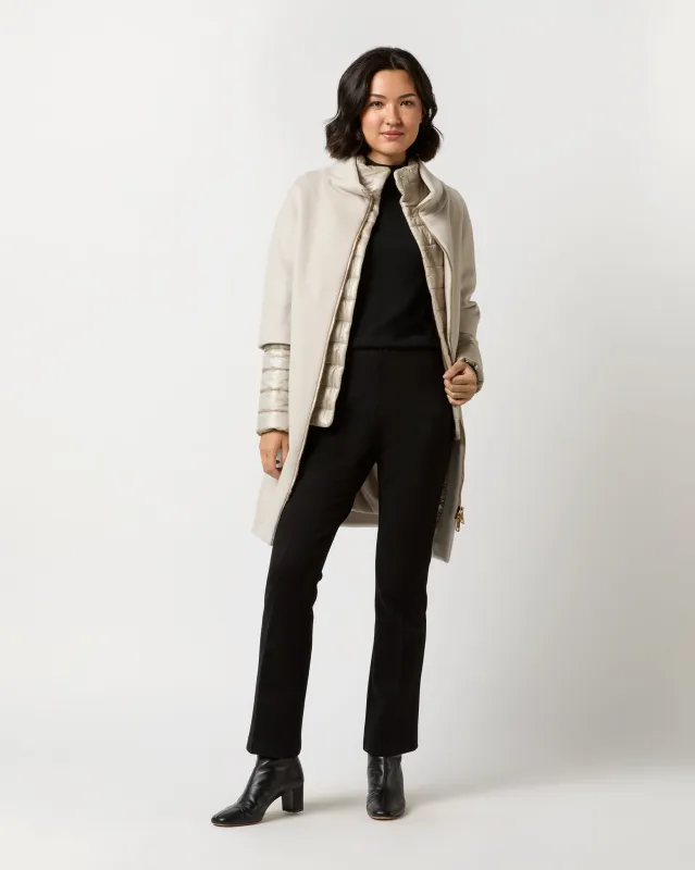 Mixed Media Cocoon Coat in Champagne sold by Mashburn