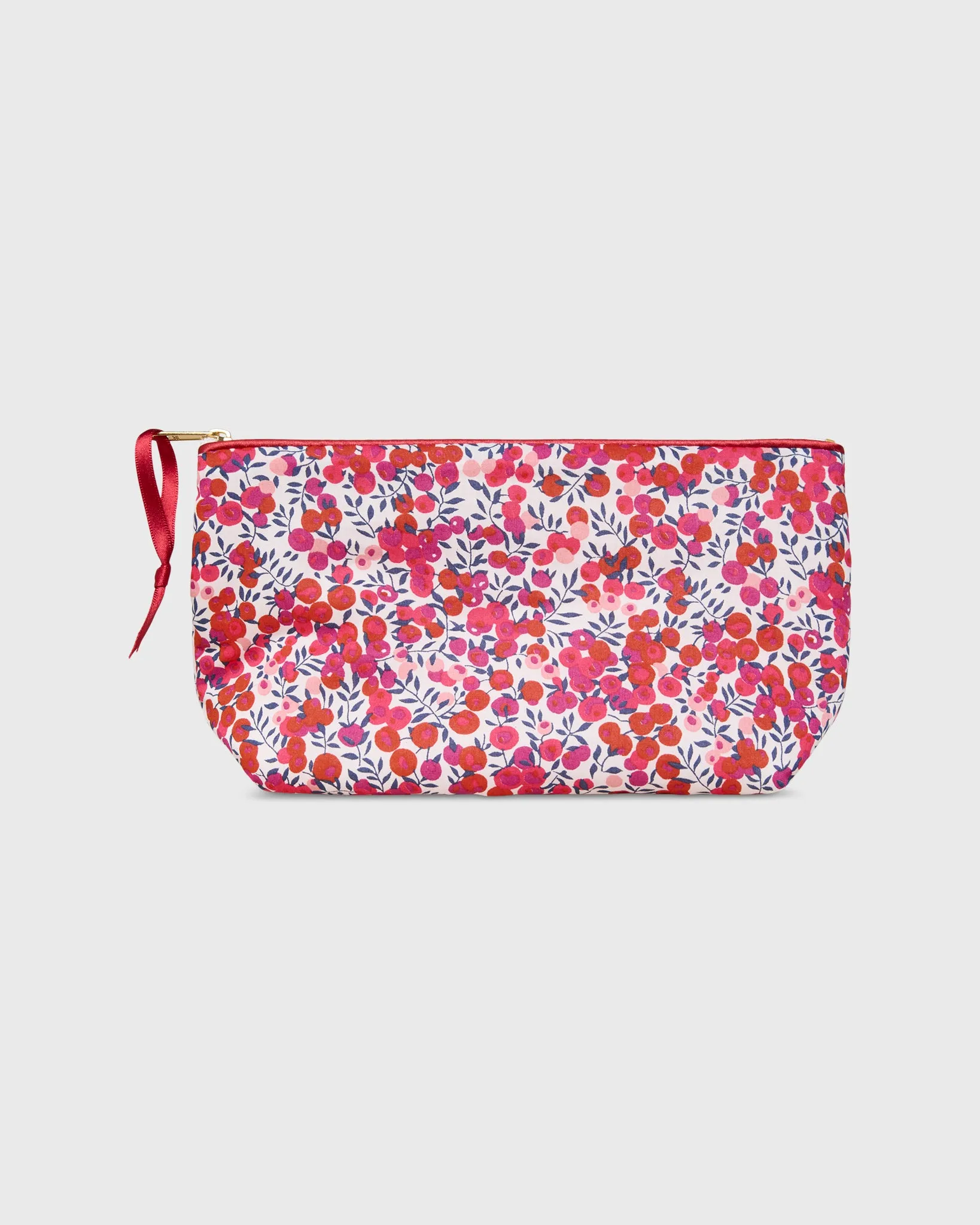 Soft Small Cosmetic Bag in Red/Pink Wiltshire Liberty Fabric sold by Mashburn