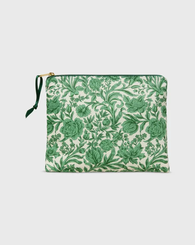 Soft Small Zip Pouch in Green Sambourne Liberty Fabric sold by Mashburn