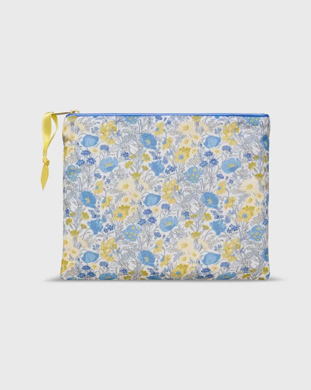 Soft Small Zip Pouch in Blue/Yellow Florence May Liberty Fabric sold by Mashburn