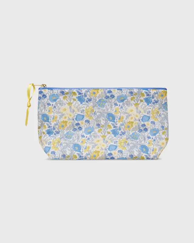 Soft Small Cosmetic Bag in Blue/Yellow Florence May Liberty Fabric sold by Mashburn