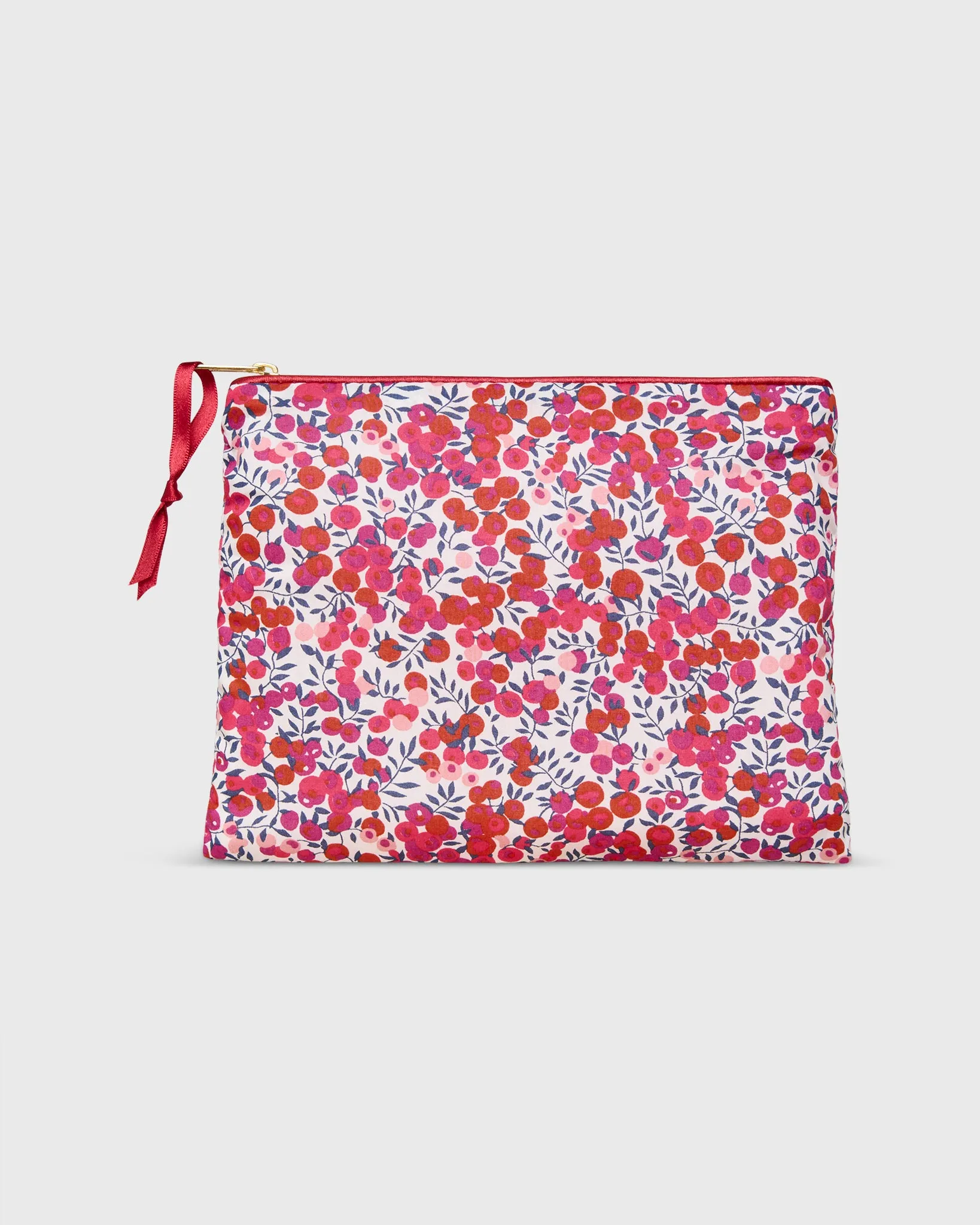 Soft Small Zip Pouch in Red/Pink Wiltshire Liberty Fabric sold by Mashburn