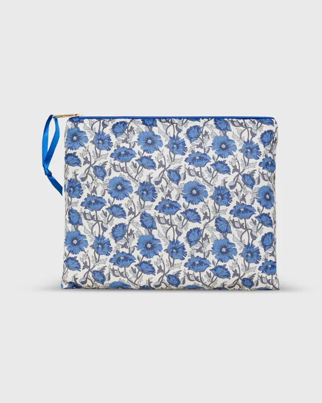 Soft Small Zip Pouch in Dark Blue Astell Reece Liberty Fabric sold by Mashburn