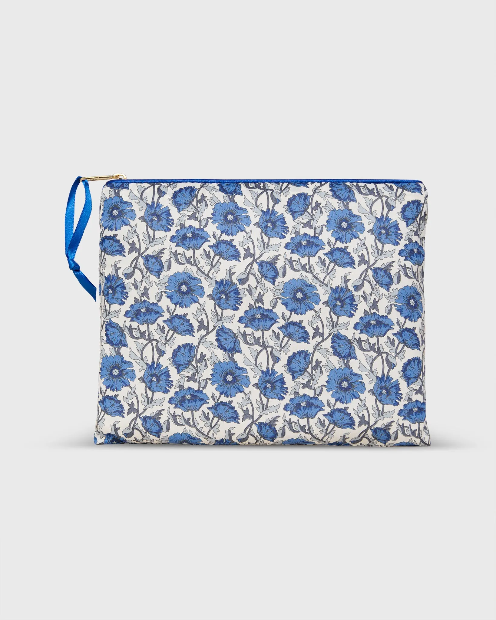 Soft Small Zip Pouch in Dark Blue Astell Reece Liberty Fabric sold by Mashburn
