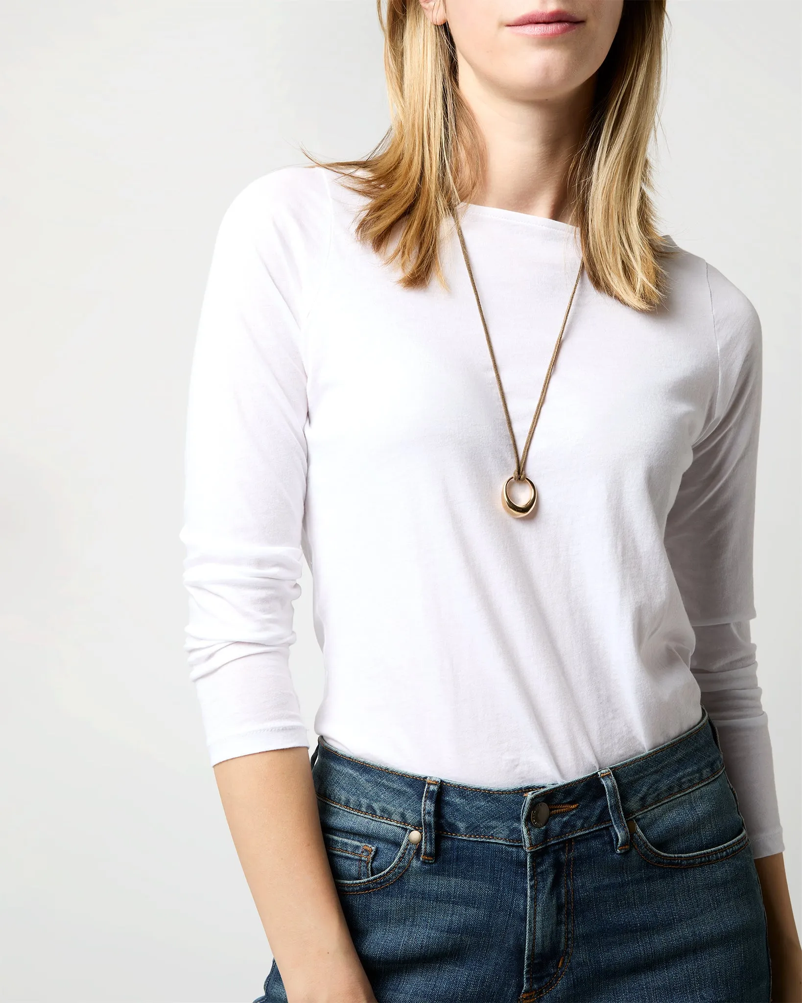 Organic Ring Pendant Necklace in Gold/Dark Brown sold by Mashburn product image thumbnail 2