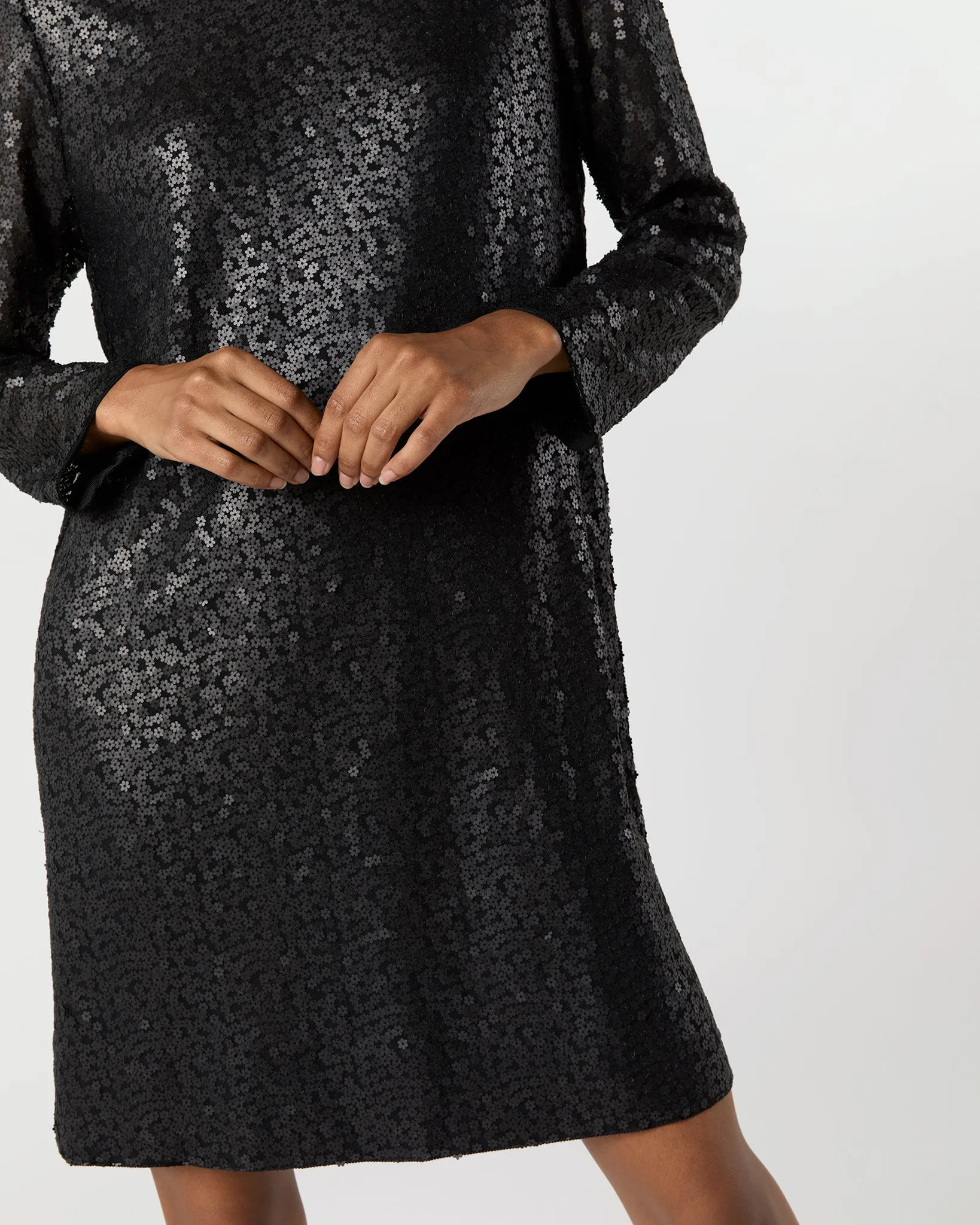 Katie Dress in Black Floral Sequin Mesh sold by Mashburn product image thumbnail 4