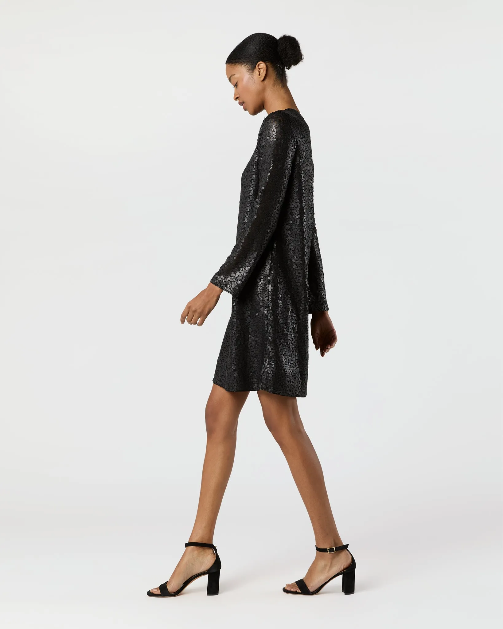 Katie Dress in Black Floral Sequin Mesh sold by Mashburn product image thumbnail 5