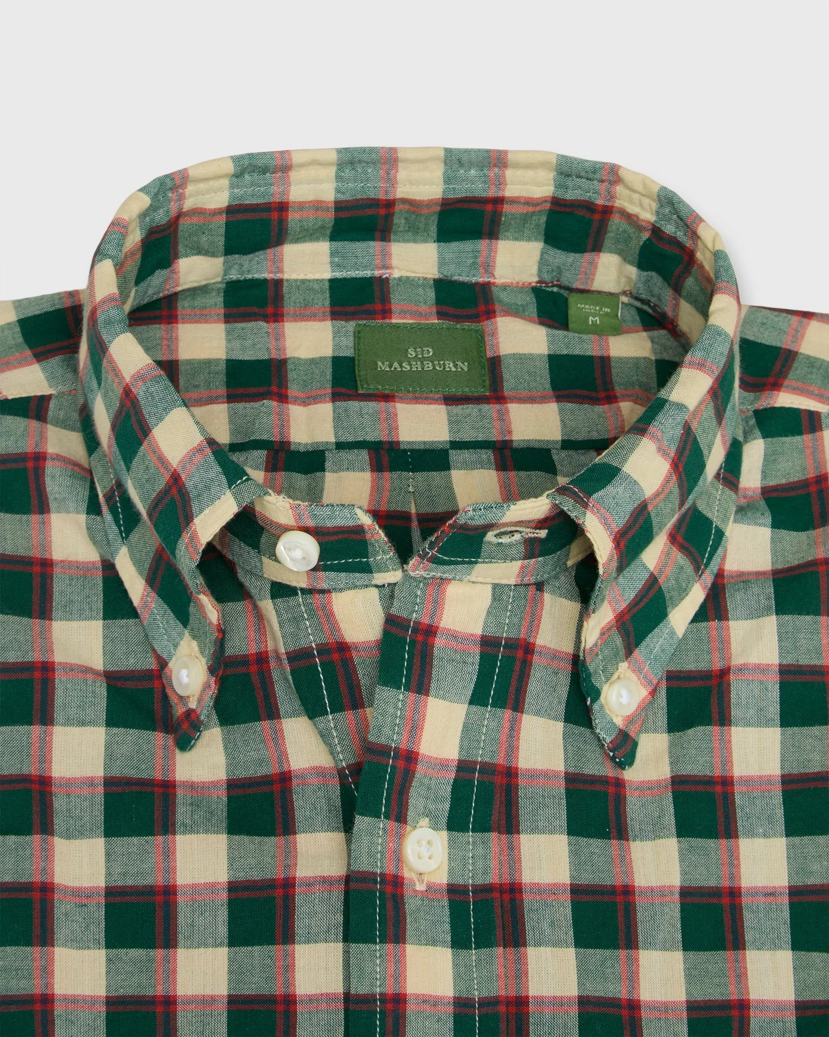 Button-Down Sport Shirt in Green/Poppy/Bone Madras sold by Mashburn product image thumbnail 2