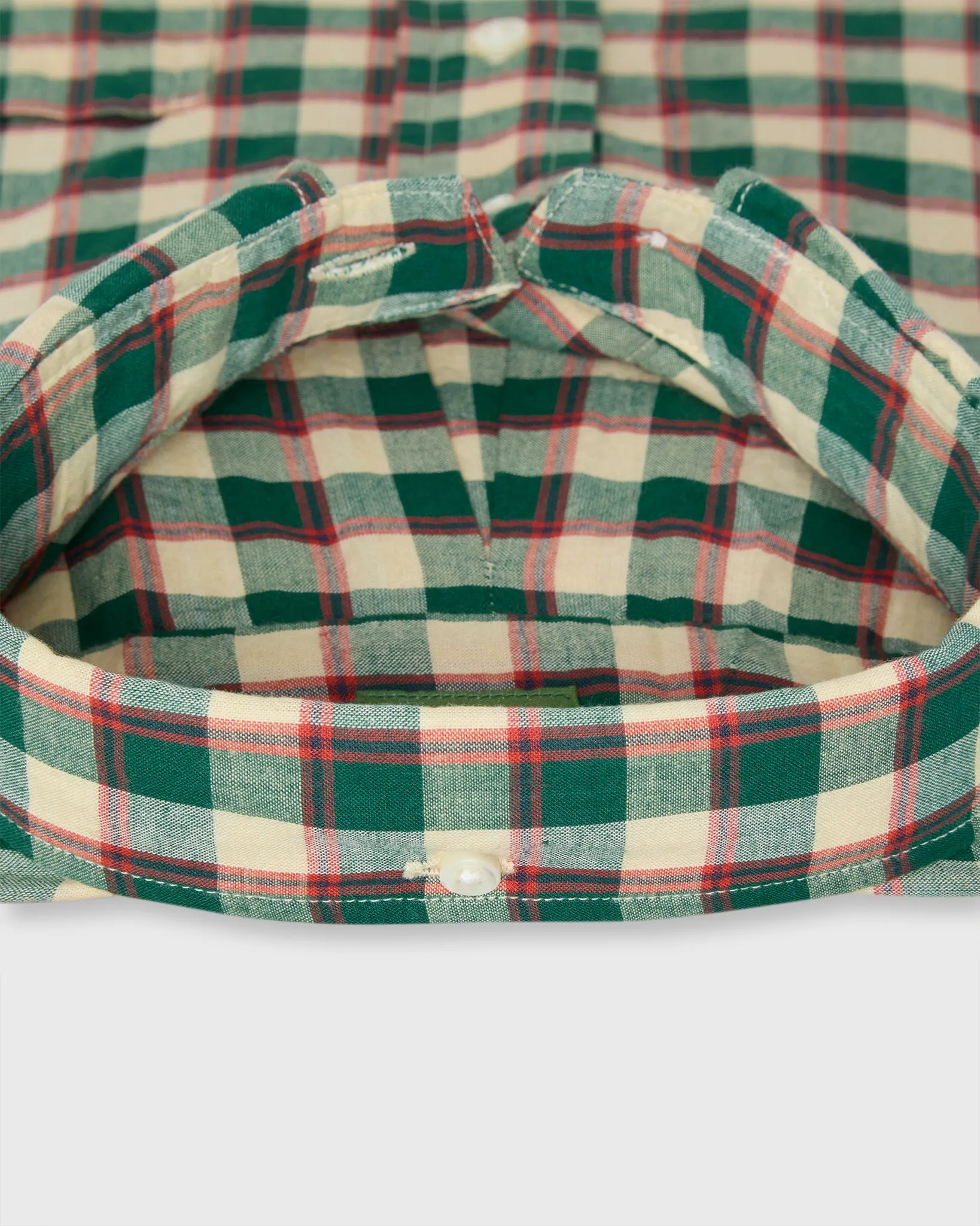 Button-Down Sport Shirt in Green/Poppy/Bone Madras sold by Mashburn product image thumbnail 3