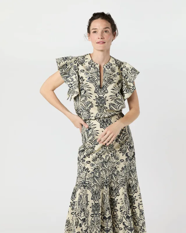 Severine Top in Ivory Floral sold by Mashburn