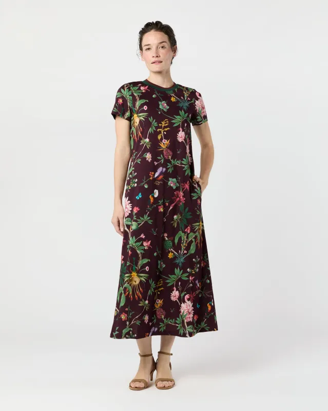 Sporty Swing Dress in Burgundy Zooflora Cotton Jersey sold by Mashburn