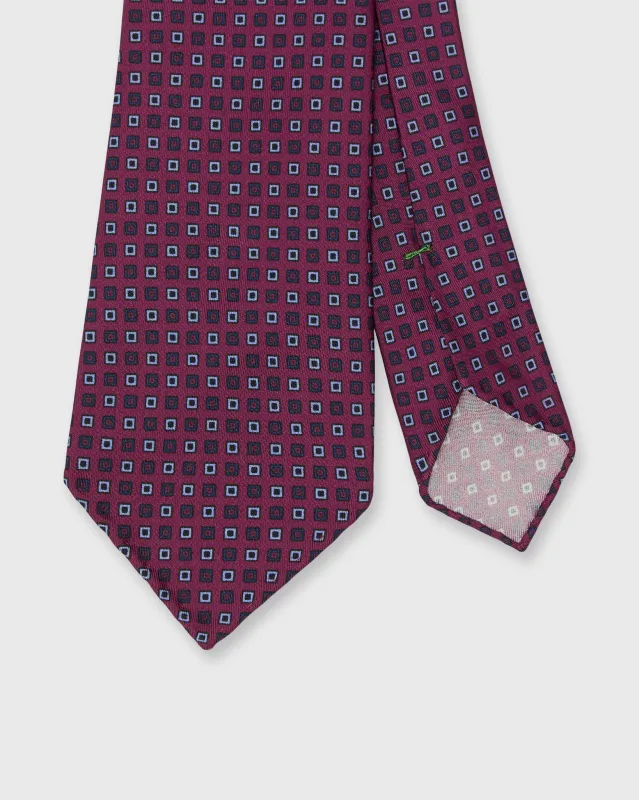 Silk Print Tie in Berry/Sky/Navy Square sold by Mashburn