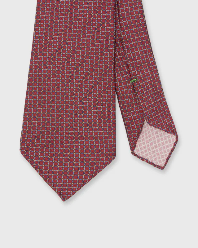 Silk Print Tie in Red/Sky/Yellow Ring sold by Mashburn