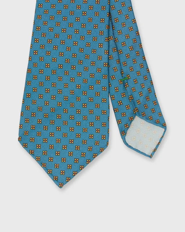 Silk Print Tie in Aegean/Gold/Red Flower sold by Mashburn