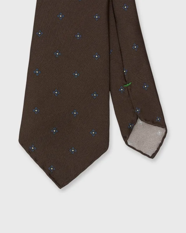 Silk Print Tie in Brown/Marine Flower sold by Mashburn