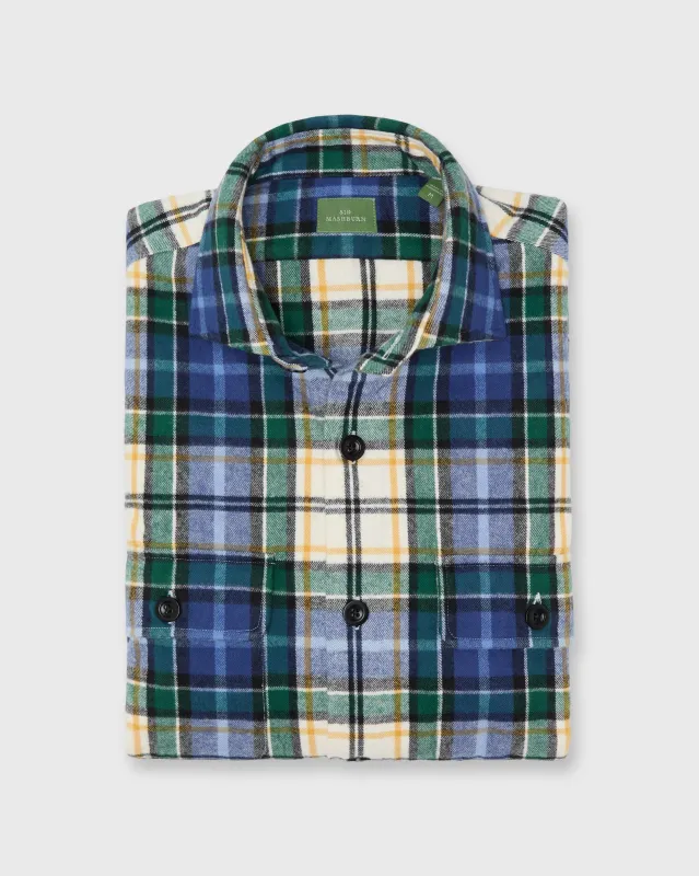 Band-Hem Work Shirt in Blue/Green/Yellow Plaid Heavyweight Flannel sold by Mashburn
