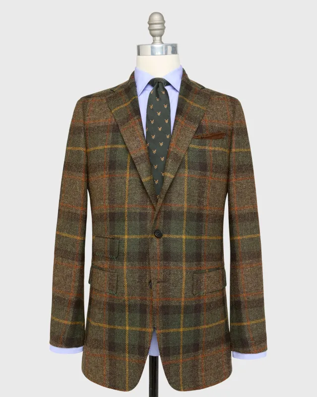 Virgil No. 3 Jacket in Brown/Forest/Brick Plaid Tweed sold by Mashburn