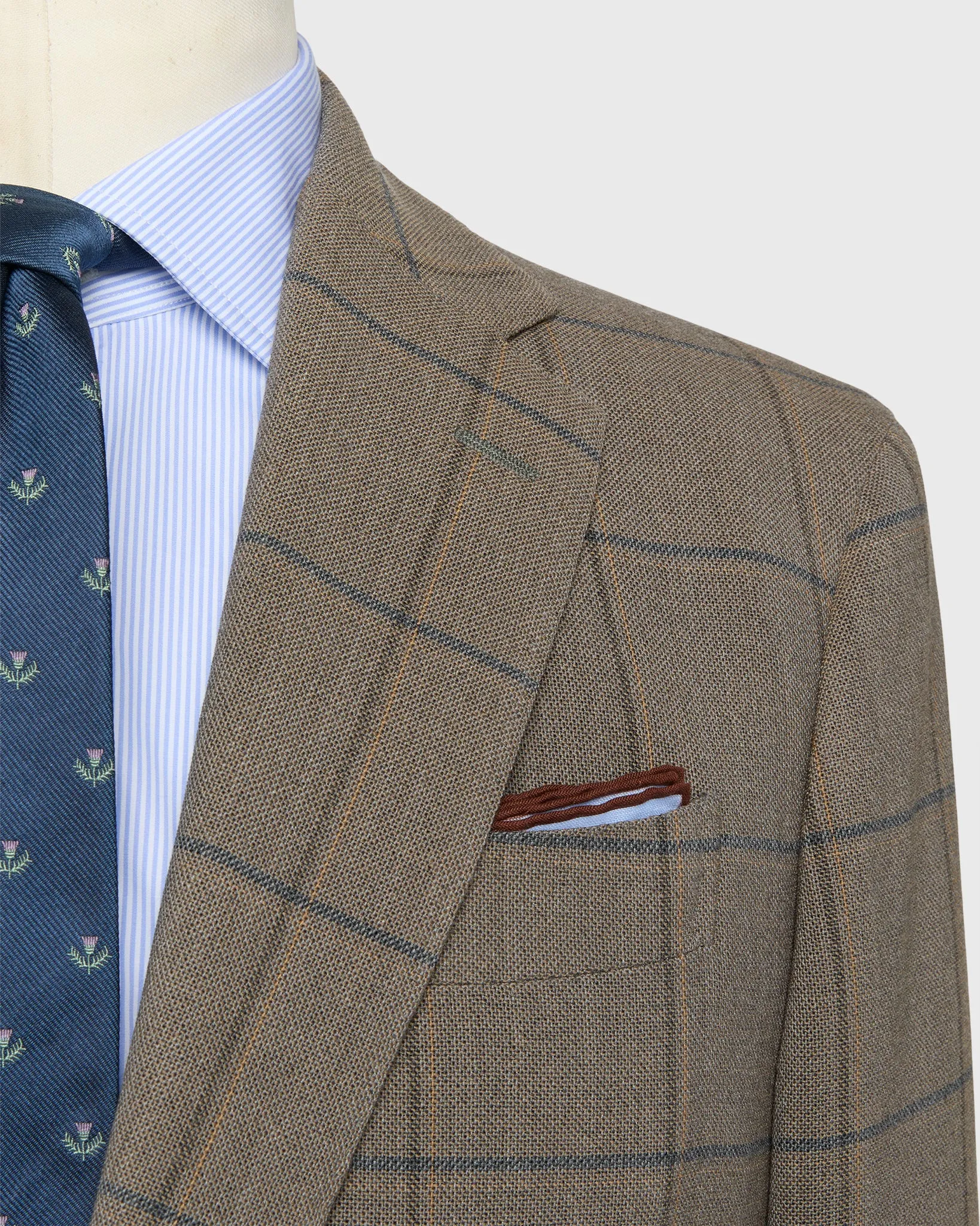 Virgil No. 2 Jacket in Flax/Blue/Gold Windowpane Quattro Hopsack sold by Mashburn product image thumbnail 2