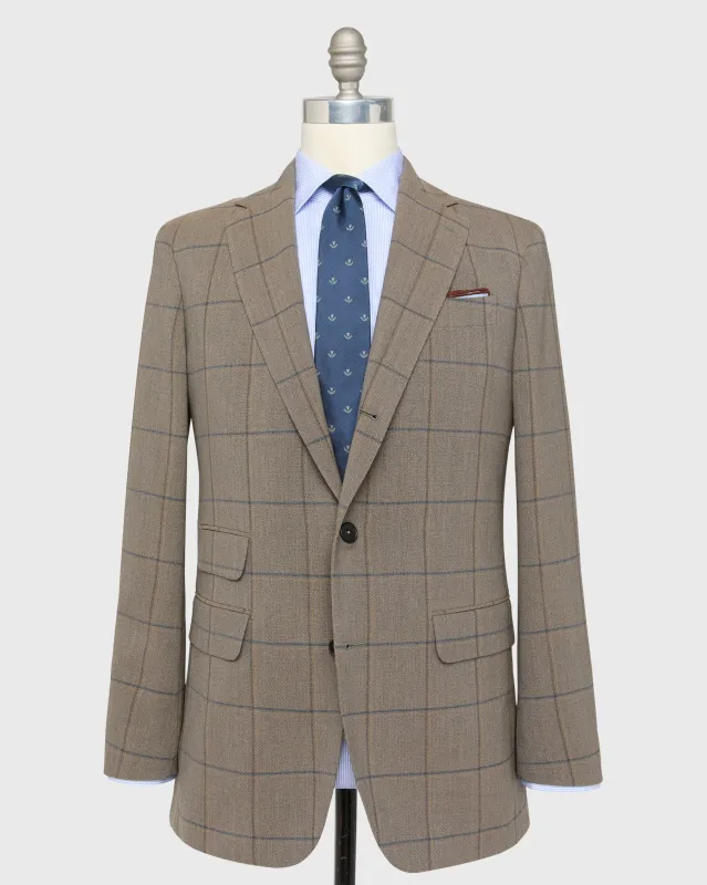 Virgil No. 2 Jacket in Flax/Blue/Gold Windowpane Quattro Hopsack sold by Mashburn
