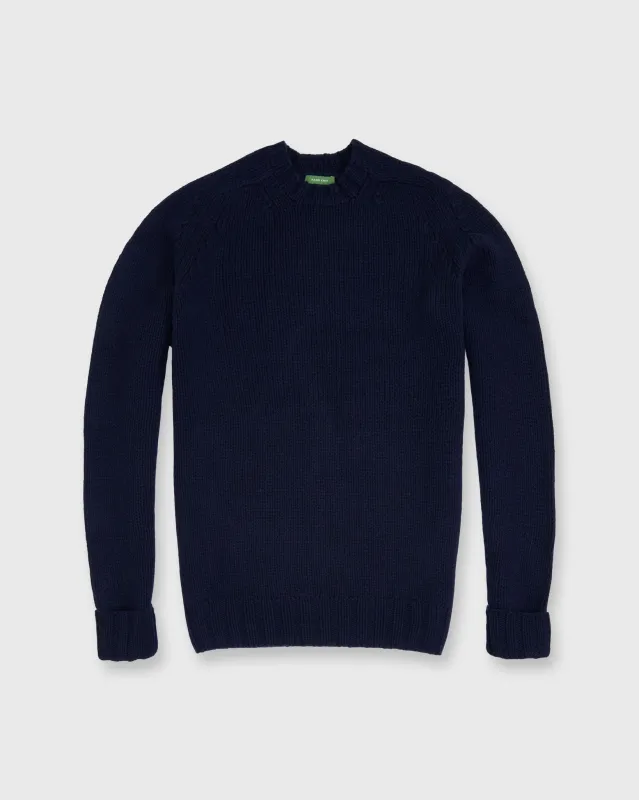 Hand-Knit Luxe Crewneck Sweater in Navy Escorial Wool sold by Mashburn